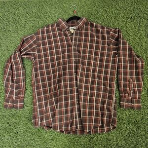 Wrangler Vintage Men's Casual Plaid Shirt - Red and Brown Rare 80s 90s